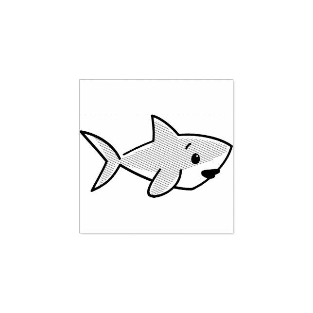 Cute Cartoon Shark Rubber Stamp (Imprint)