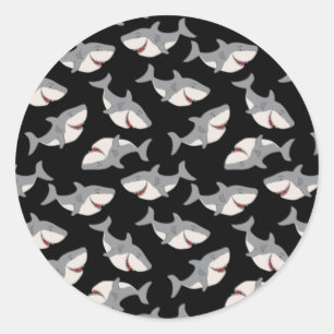Cute Cartoon Sharks Repeat Vector Pattern Stickers