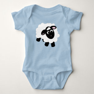 Cute Cartoon Sheep Blue Baby Bodysuit