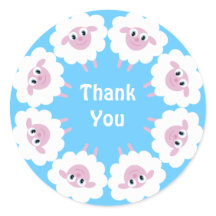 Cute Cartoon Sheep Blue Custom Thank You