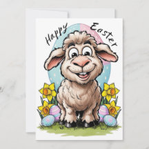 cute cartoon sheep for easter