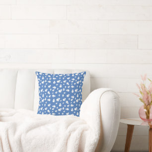 Cute Cartoon Sheep Throw Pillow Blue Farm Animal