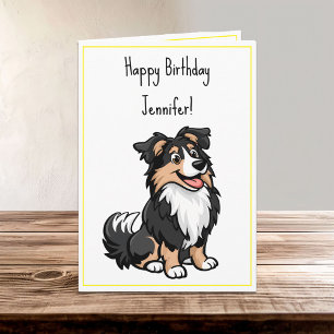 Cute Cartoon Sheltie Shetland Shepherd Birthday Card