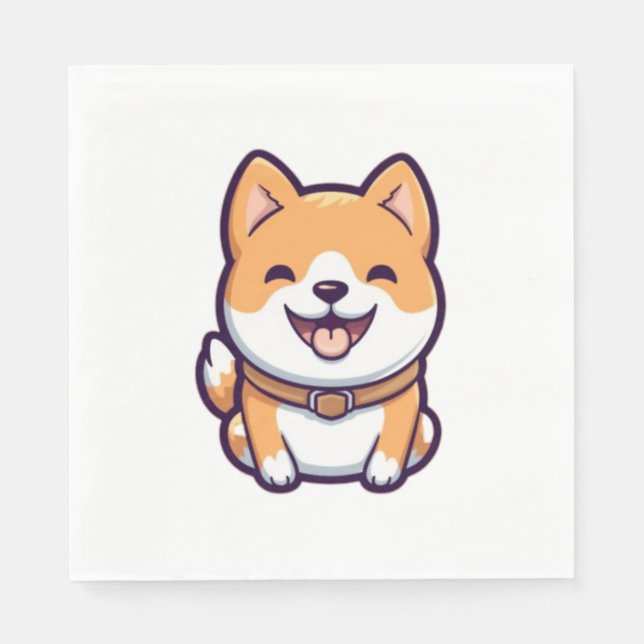 Cute Cartoon Shiba Inu  Napkin (Front)