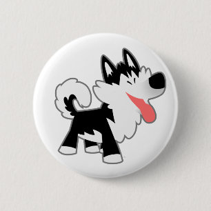 Cute Cartoon Siberian Husky Button Badge