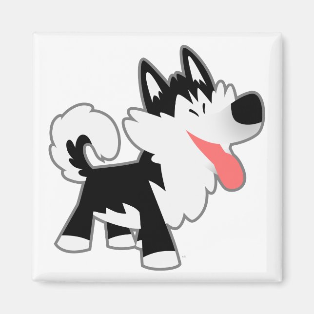 Cute Cartoon Siberian Husky Magnet (Front)