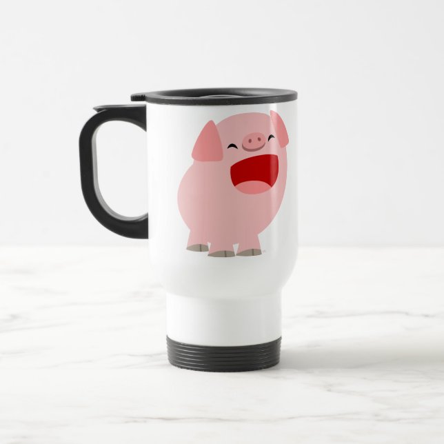 Cute Cartoon Singing Pig Commuter Mug (Left)