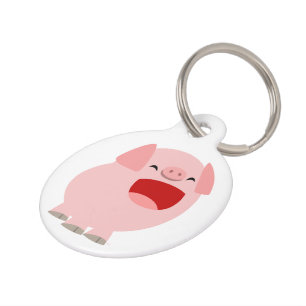 Cute Cartoon Singing Pig Dog Tag