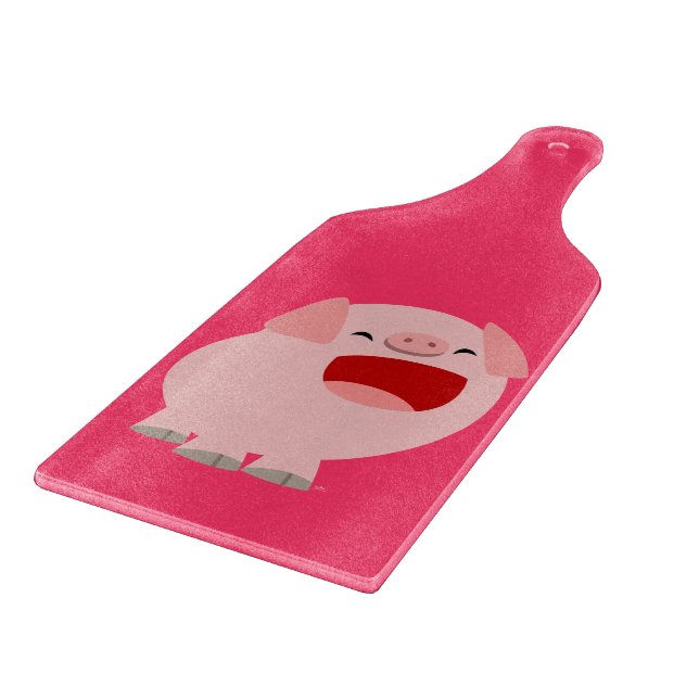 Cute Cartoon Singing Pig Paddle Cutting Board (Corner)