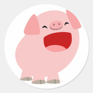 Cute Cartoon Singing Pig Sticker