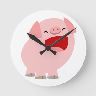 Cute Cartoon Singing Pig Wall Clock
