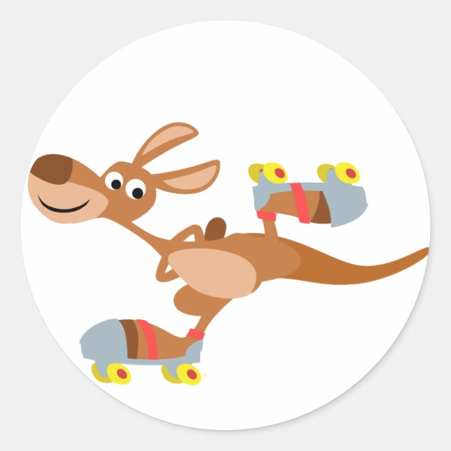 Cute Cartoon Skating Kangaroo Sticker (Front)