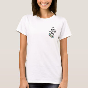 Cute Cartoon Skeleton Skater Riding Skateboard T-Shirt