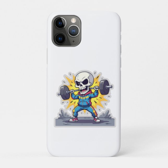 “Cute Cartoon Skeleton Weightlifter • Funny Gym Ba Case-Mate iPhone Case (Back)