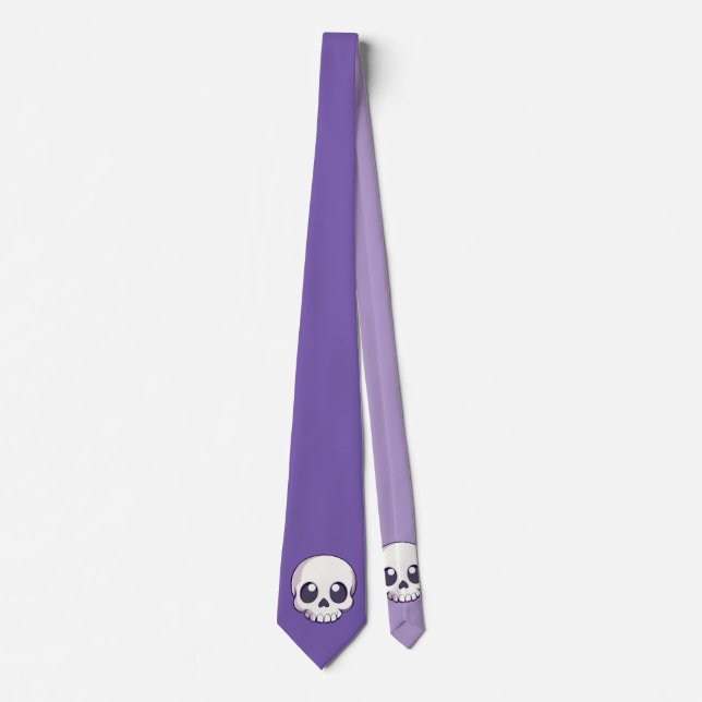 Cute Cartoon Skull Halloween Tie (Front)