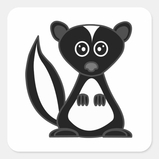 Cute Cartoon Skunk Square Sticker (Front)