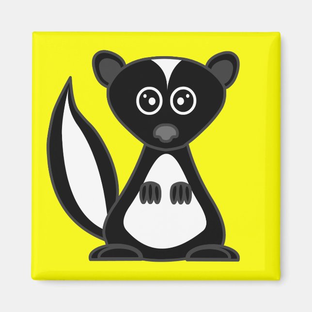 Cute Cartoon Skunk Yellow Magnet (Front)