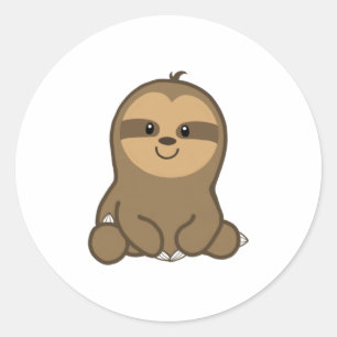 Cute Cartoon Sloth 1 Classic Round Sticker