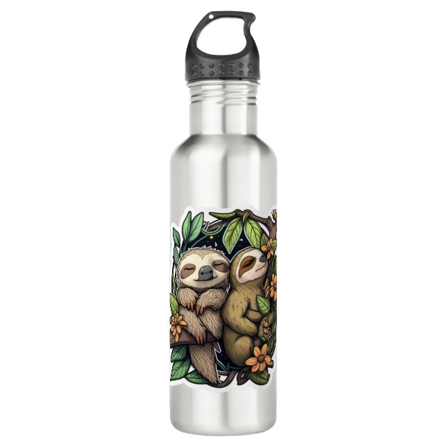 Cute cartoon sloth  710 ml water bottle (Front)