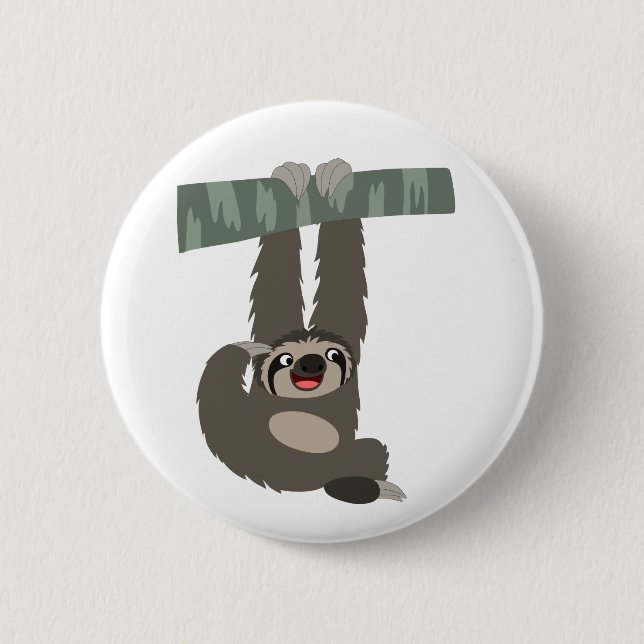 Cute Cartoon Sloth Dangling From a Branch 6 Cm Round Badge (Front)