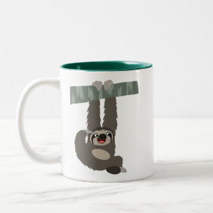 Cute Cartoon Sloth Dangling From a Branch Mug