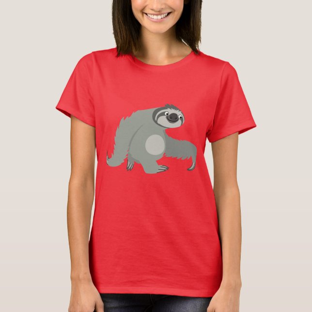 Cute Cartoon Sloth in a Hurry Women T-Shirt (Front)