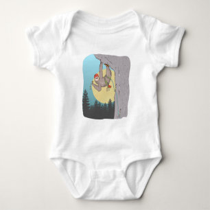 Cute cartoon sloth rock climbing baby bodysuit