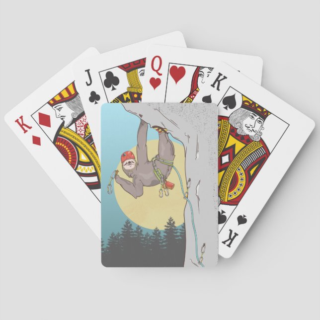 Cute cartoon sloth rock climbing playing cards (Back)