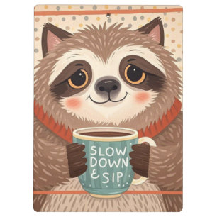 Cute Cartoon sloth with exaggerated sleepy eyes  Clipboard