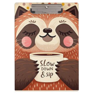 Cute Cartoon sloth with exaggerated sleepy eyes Clipboard