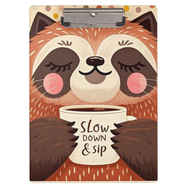 Cute Cartoon sloth with exaggerated sleepy eyes  Clipboard (Front)