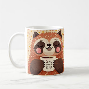 Cute Cartoon sloth with exaggerated sleepy eyes Coffee Mug
