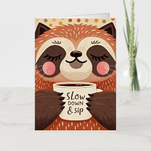 Cute Cartoon sloth with exaggerated sleepy eyes Foil Greeting Card