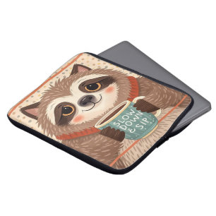 Cute Cartoon sloth with exaggerated sleepy eyes  Laptop Sleeve