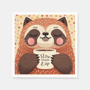 Cute Cartoon sloth with exaggerated sleepy eyes Napkin