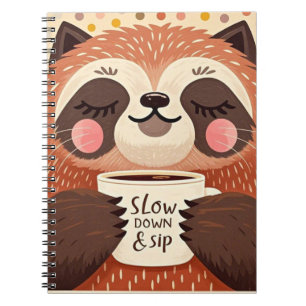 Cute Cartoon sloth with exaggerated sleepy eyes  Notebook