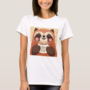 Cute Cartoon sloth with exaggerated sleepy eyes T-Shirt