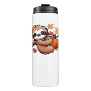 Cute Cartoon Sloth with Pumpkin - Autumn Season Ov Thermal Tumbler