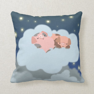 Cute Cartoon Slumbering Piglets Pillow