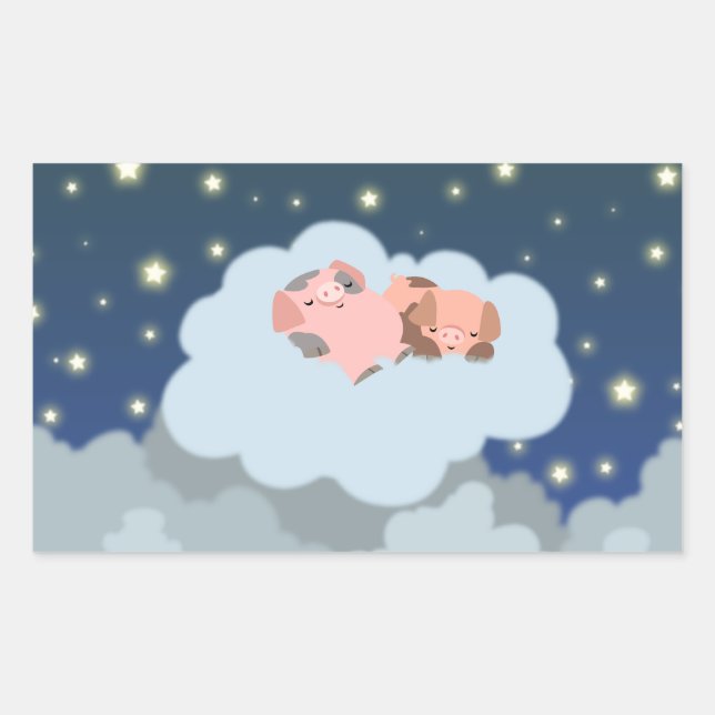 Cute Cartoon Slumbering Piglets Sticker (Front)