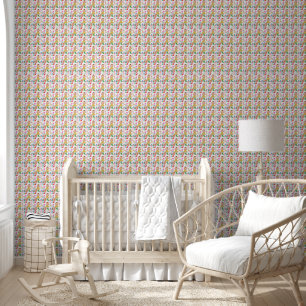 Cute Cartoon Smiling Baby and Toys Pattern Wallpaper