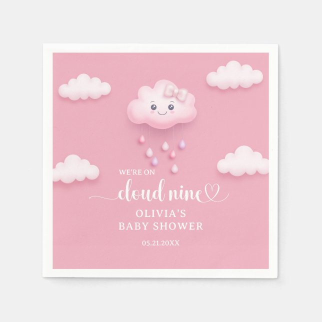 Cute cartoon smiling cloud nine baby shower napkin (Front)