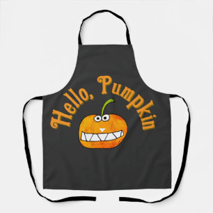 Cute Cartoon Smiling Hello Pumpkin Autumn Fall Apron