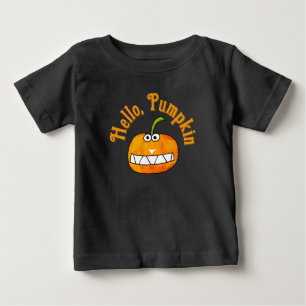 Cute Cartoon Smiling Hello Pumpkin Autumn Fall Baby T-Shirt