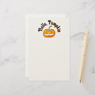 Cute Cartoon Smiling Hello Pumpkin Autumn Fall Stationery