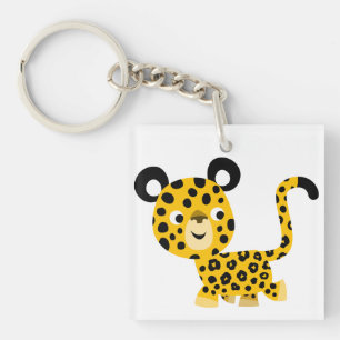 Cute Cartoon Smiling Leopard Acrylic Keychain