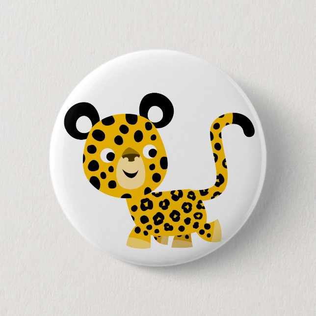 Cute Cartoon Smiling Leopard Button Badge (Front)
