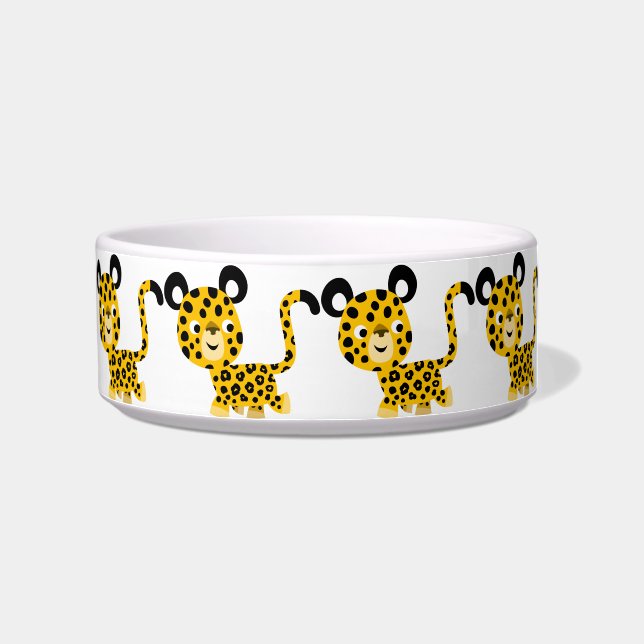 Cute Cartoon Smiling Leopard Cat Bowl (Right)