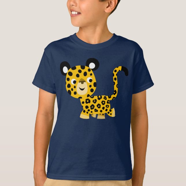 Cute Cartoon Smiling Leopard Children T-Shirt (Front)