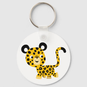 Cute Cartoon Smiling Leopard Keychain